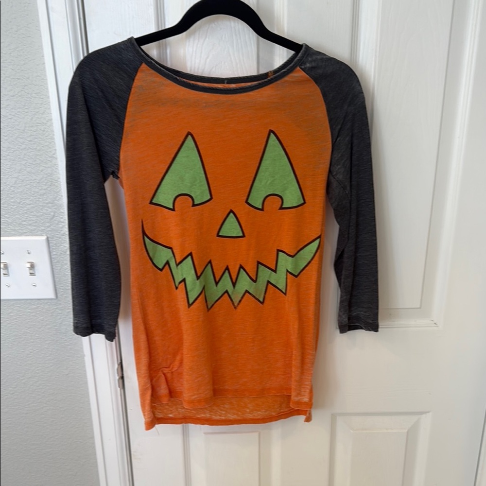 Halloween Pumpkin Face Raglan Shirt